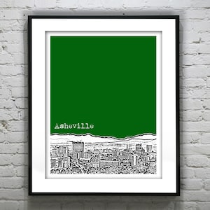 Asheville North Carolina City Skyline Poster Art Print NC Item T2697
