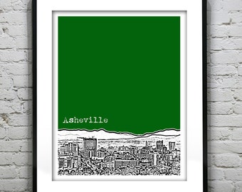 Asheville North Carolina City Skyline Poster Art Print NC Item T2697