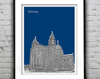 Galway Skyline Poster Art Galway Cathedral Connacht Ireland Item T2471