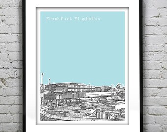 Frankfurt Airport Skyline Poster Art Print Frankfurt Germany Item T4257