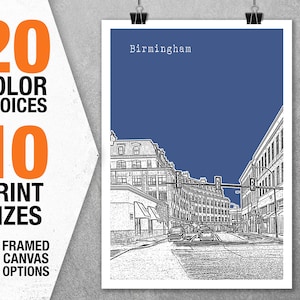 Birmingham Michigan Skyline Art Print Poster MI Item T5324