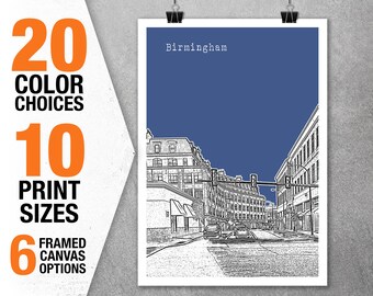 Birmingham Michigan Skyline Art Print Poster MI Item T5324