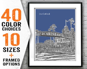 Carlsbad California Poster Art Skyline Print Item T2140
