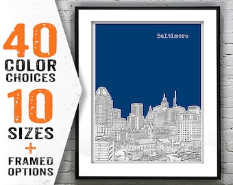 Baltimore Skyline Poster Art Print Maryland MD  Item T1329