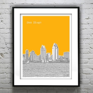 San Diego California Skyline Art Print Poster CA Item T2224