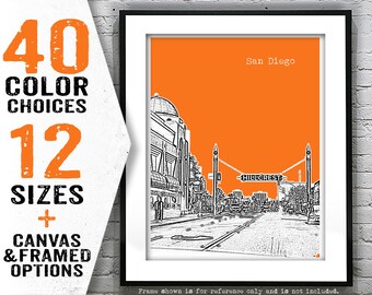 Hillcrest Mid City San Diego California Skyline Art Print Poster CA Item T4812