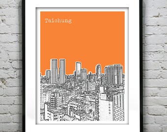 Taichung Taiwan Poster Print Skyline Travel Art Asia