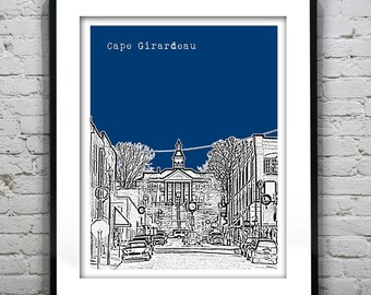 Cape Girardeau Skyline Poster Art Print Missouri MO Version 1