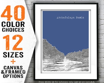 Atchafalaya basin LA pic Poster Art Skyline Louisiana Print Item T5146
