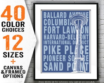 Seattle Skyline Art Poster Print Washington WA Space Needle Item T4696
