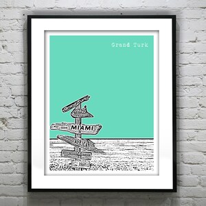 Grand Turk Skyline Poster Art Turk and Caicos Islands
