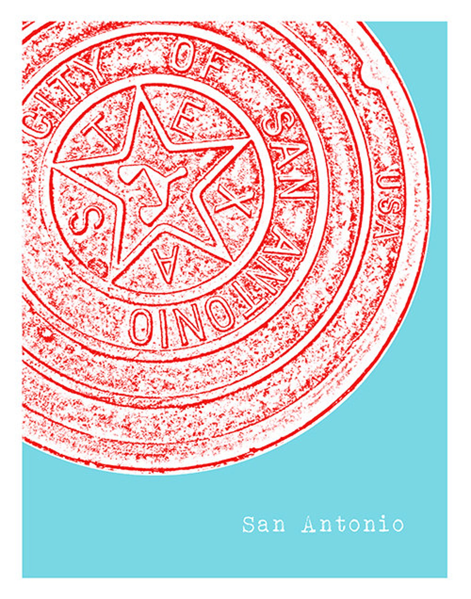 San Antonio Skyline Poster Art Print Texas TX Watermeter Item T4523 - Etsy