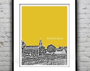 Pawtucket Rhode Island Skyline Poster Art Print Original