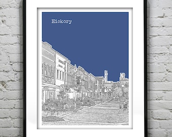 Hickory Poster North Carolina Art Print  Skyline Version 1