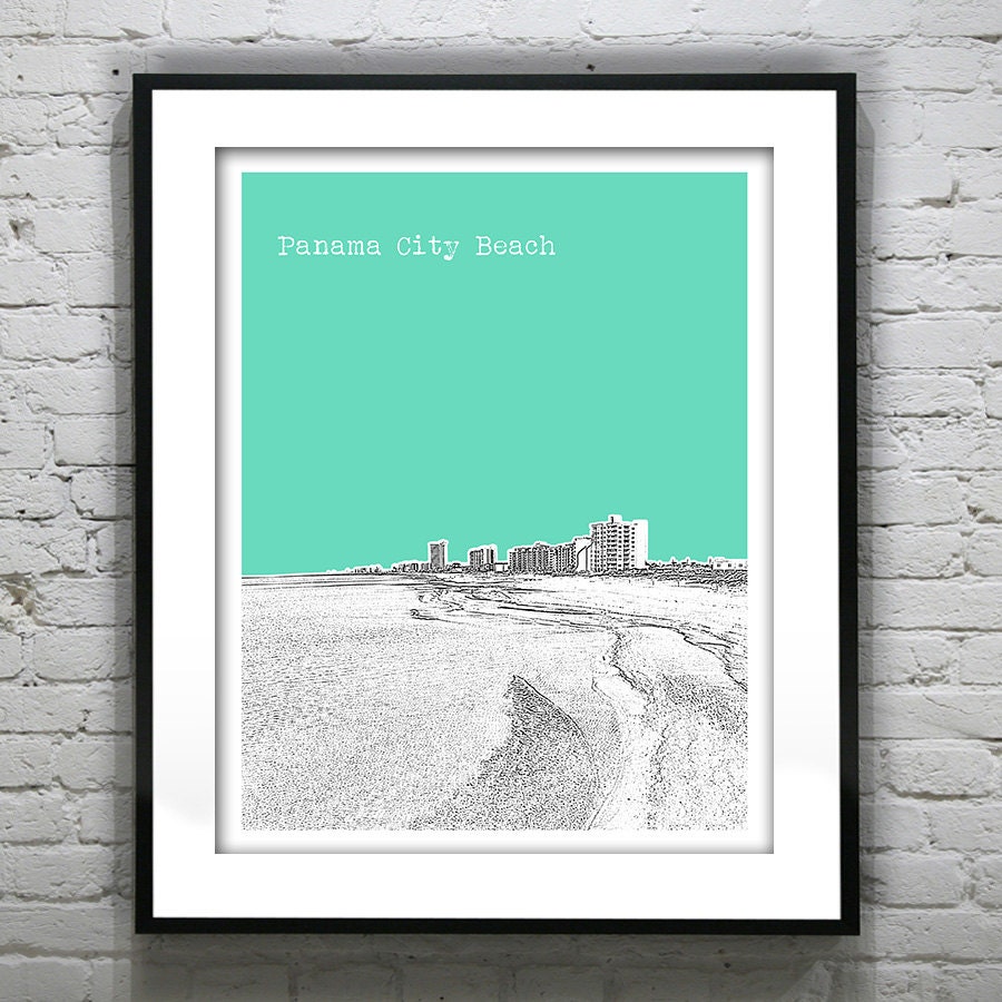 Panama City Beach Florida Skyline Poster Art Print Image Fl