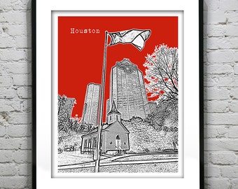Houston Skyline Poster Art Print Texas TX Item T5553