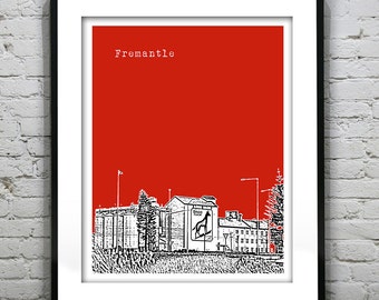 Fremantle Art Skyline Art Poster Print Australia Version 3