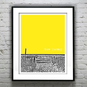 New Jersey Shore Poster Print Art  NJ Skyline Jersey Shore Item T3036