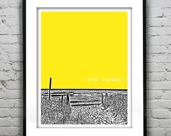 New Jersey Shore Poster Print Art  NJ Skyline Jersey Shore Item T3036