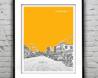 Pescadero Skyline Poster Print Art California CA