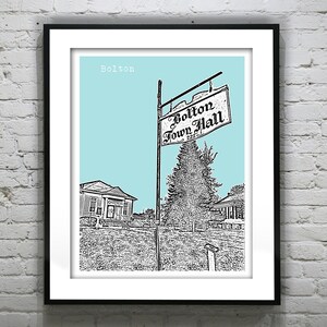 Bolton Skyline Poster Art Print Connecticut CT