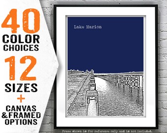 Lake Marion South Carolina Skyline Poster Art Print  Item T4632