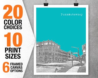 Punxsutawney PA Skyline Poster Art Print Pennsylvania Item T5414