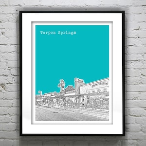 Tarpon Springs Skyline Poster Art Print Florida FL Version 1