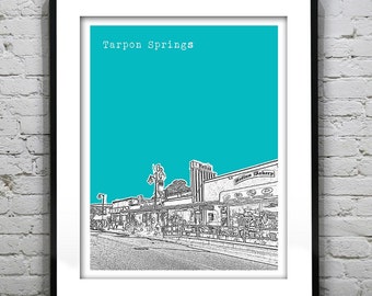 Tarpon Springs Skyline Poster Art Print Florida FL Version 1