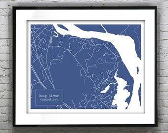 Deep River Connecticut Blueprint Map Poster Art Print - Several Sizes Available