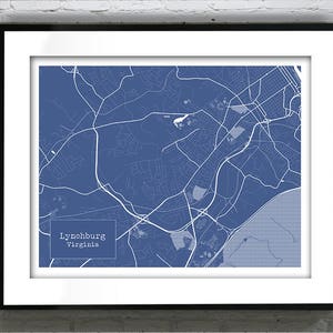 Lynchburg Virginia Blueprint Map Poster Art Print - Several Sizes Available