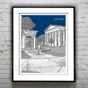 Oxford Mississippi Poster Art Print Skyline Ole Miss Item T2669