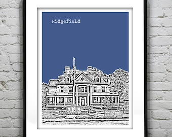 Ridgefield Connecticut Poster Print Art Skyline  CT