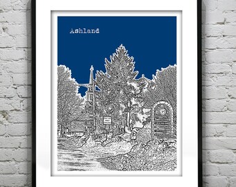 Ashland Massachusetts Skyline Poster Art Print MA Item T1279