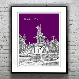 Mandeville Louisiana Skyline Art Print Poster LA Item T4149