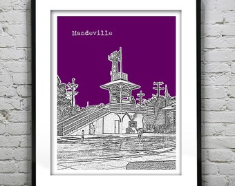 Mandeville Louisiana Skyline Art Print Poster LA Item T4149