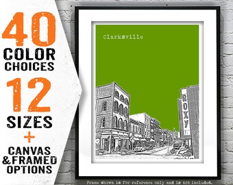 Clarksville Tennessee Poster Print City TN Skyline Art Item T4791