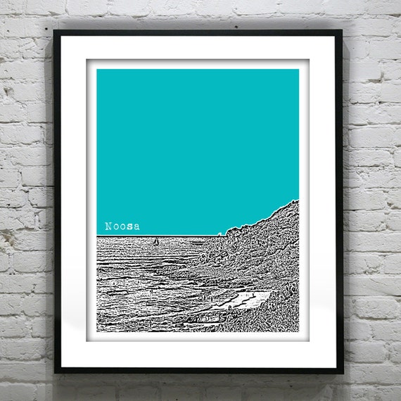 Noosa Australia Skyline Poster Art Print Noosa Beach Version 2 - Etsy