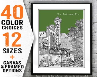 Charlottesville Virginia Poster Art Skyline VA Item T5116