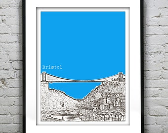 Bristol England Poster  Art Print UK United Kingdom Clifton Suspension Bridge Version 1