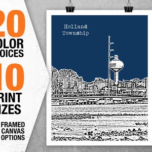 Holland Township Skyline Poster Art Print Michigan Item T5517