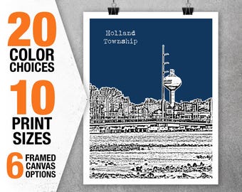 Holland Township Skyline Poster Art Print Michigan Item T5517