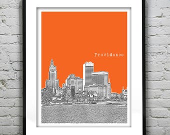 Providence Poster Rhode Island Skyline Art Print RI Item T1226