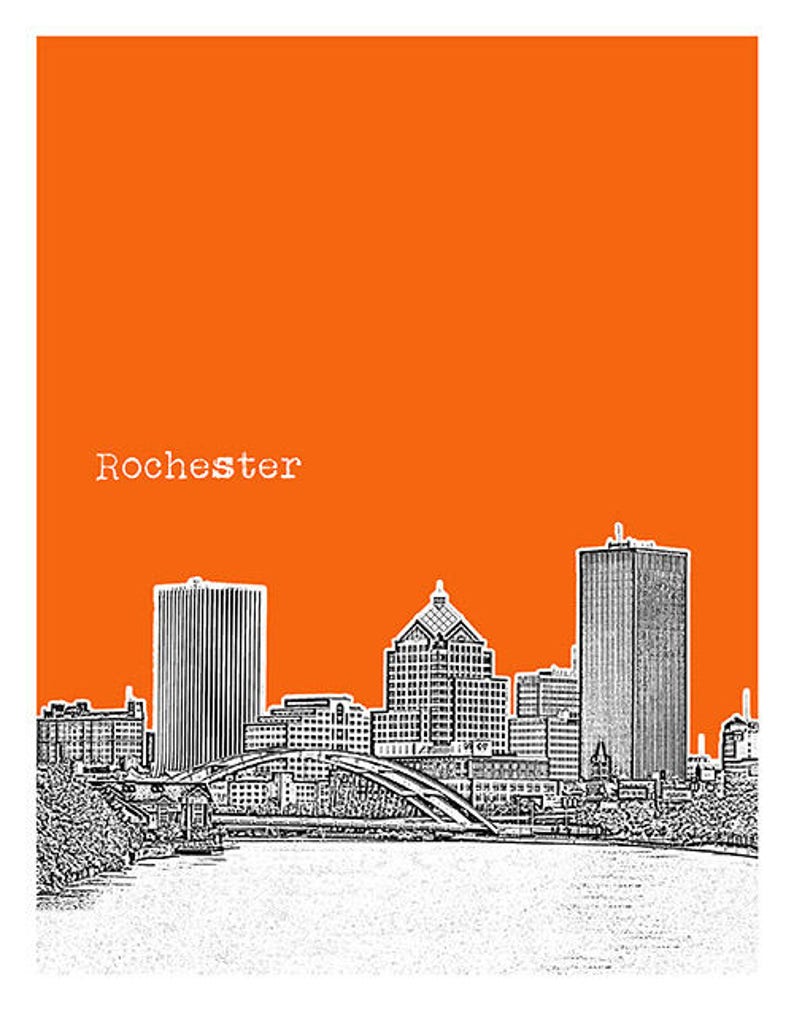 Rochester New York Skyline Art Print Poster NY Item T4879 Etsy