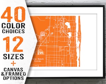 Palm Beach Florida Blueprint Map Poster Art Print Item T2957