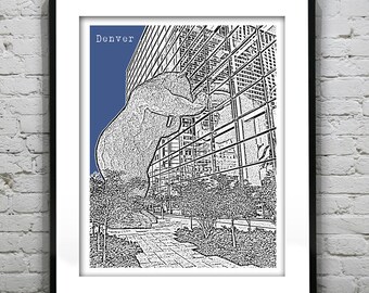Denver Colorado Poster Art Print  Skyline Item T1091