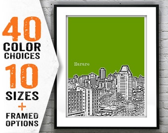 Harare Zimbabwe Africa Skyline Poster Art Item T1717