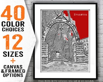 Evanston Illinois Poster Print City Skyline Art IL Item T5028
