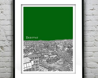 Hanover New Hampshire Skyline Poster Print Art NH Version 2