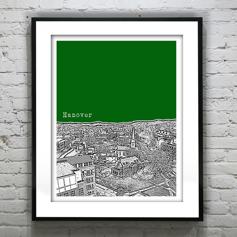 Hanover New Hampshire Skyline Poster Print Art NH Version 2 Etsy